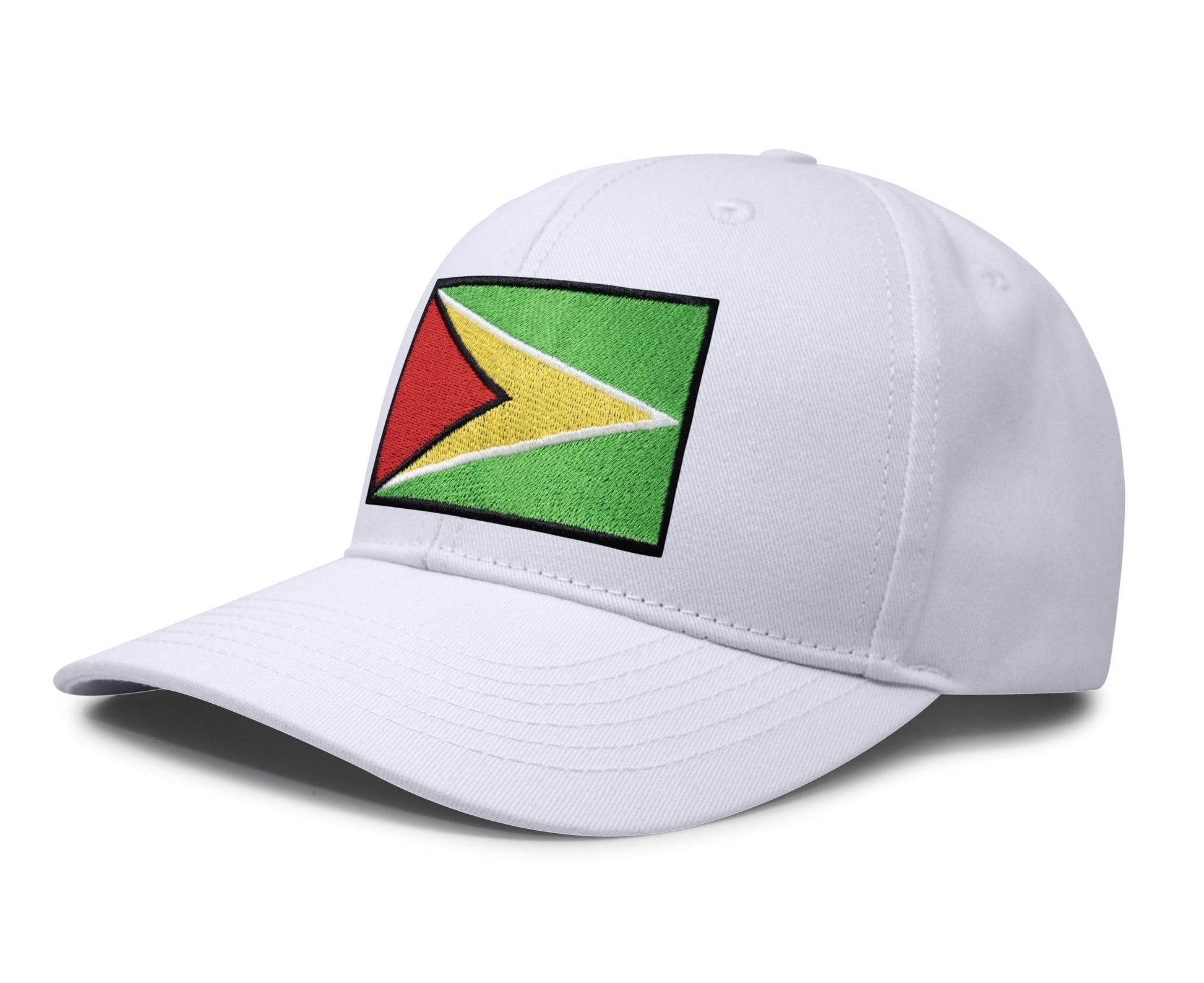 International Tie Country Hat for Men and Women, Adjustable Snapback Trucker Baseball Cap with Embroidered Patch (Guyana, All White) - International Tie