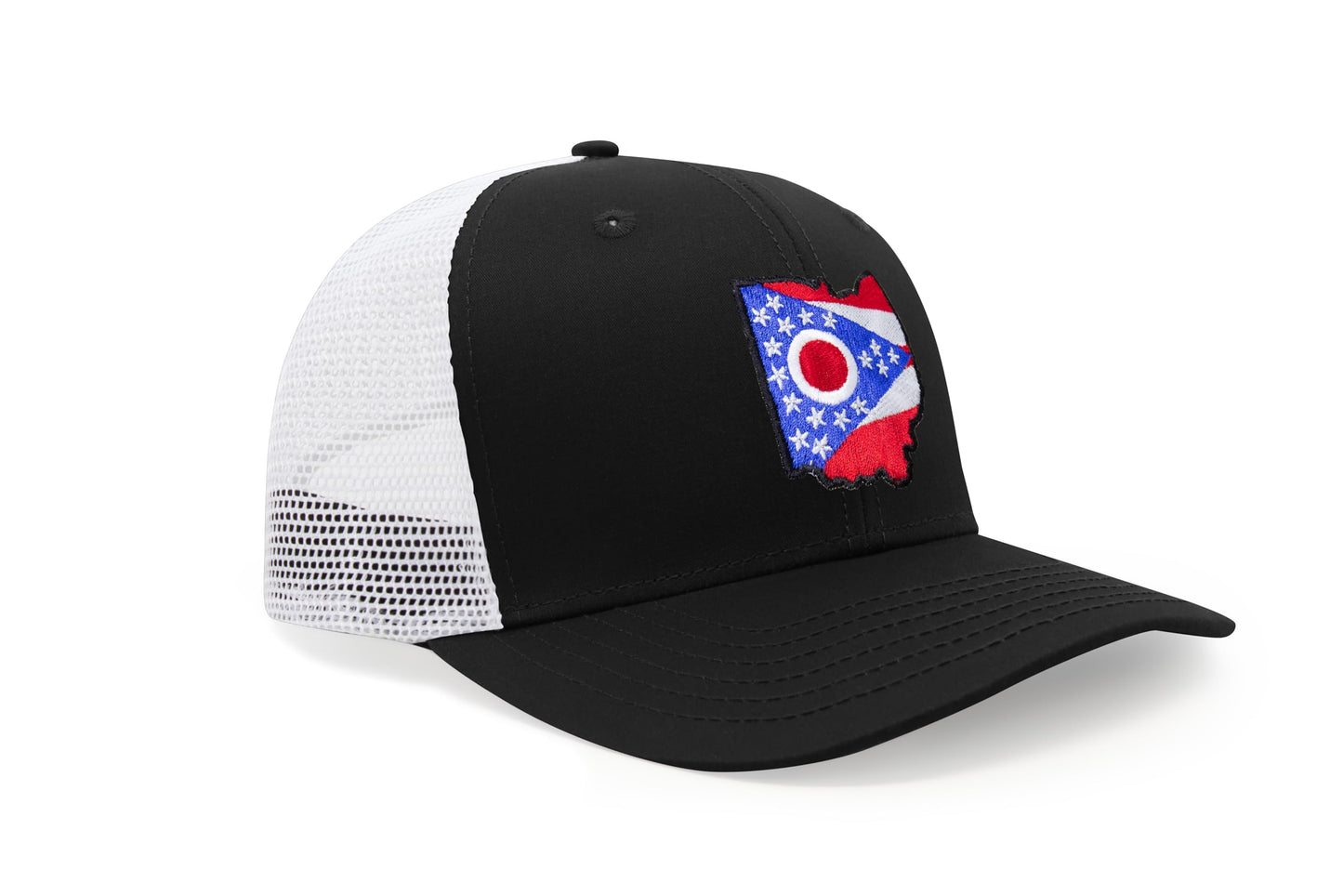 International Tie Stateline Flag Hat for Men and Women - Snapback Trucker Baseball Cap (Ohio, Black White) - International Tie
