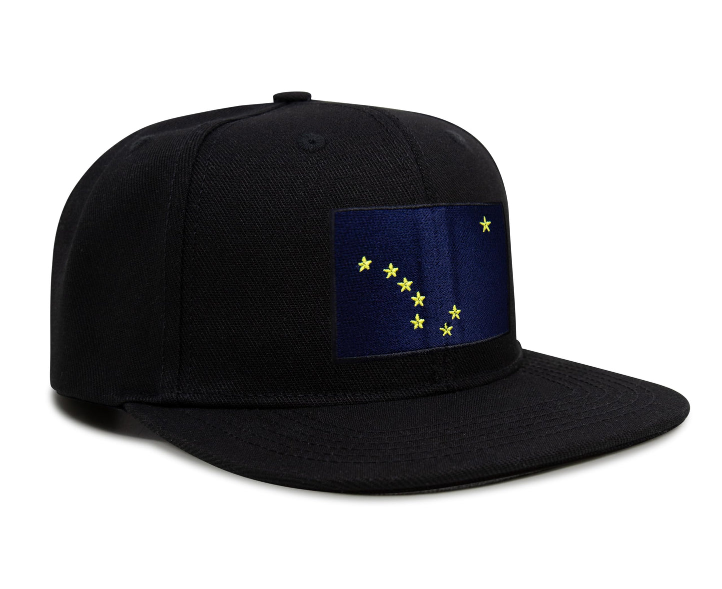 International Tie Premium Alaska Flag Hat for Men and Women - Snapback Trucker Baseball Cap (Black Flatbill)