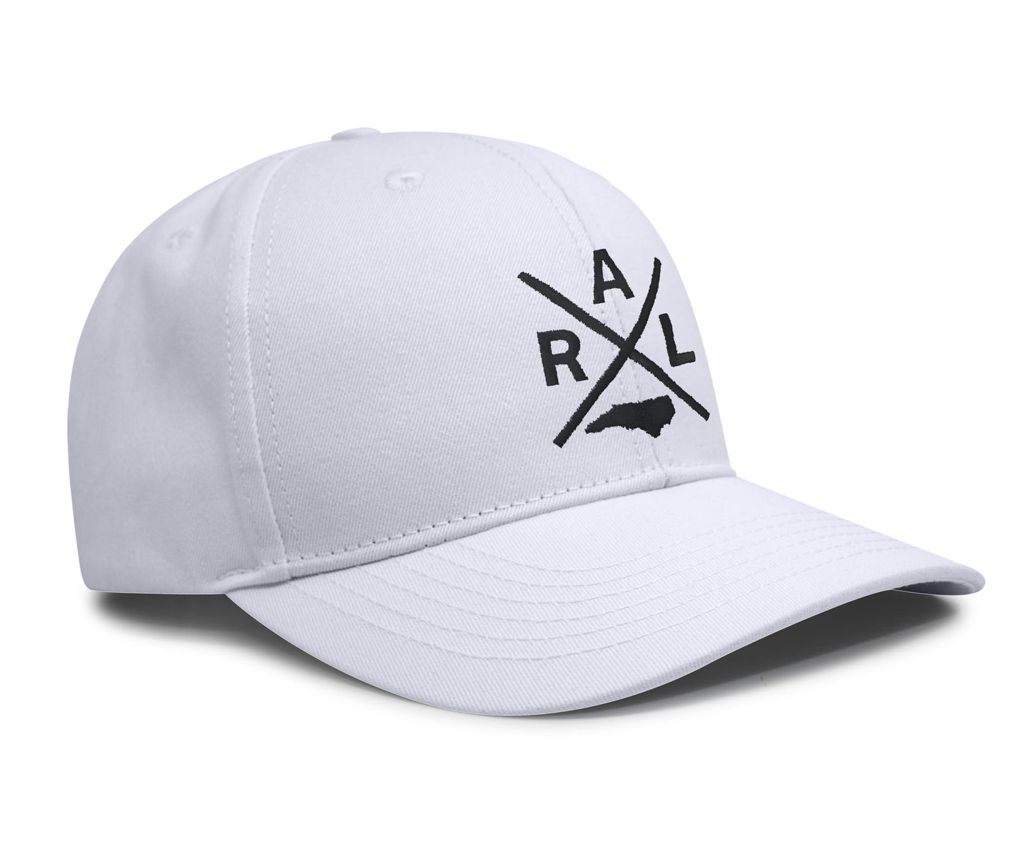International Tie State City Hat for Men and Women, Snapback Trucker Baseball Cap with Embroidered Cross Logo (Raleigh - RAL, All White) - International Tie