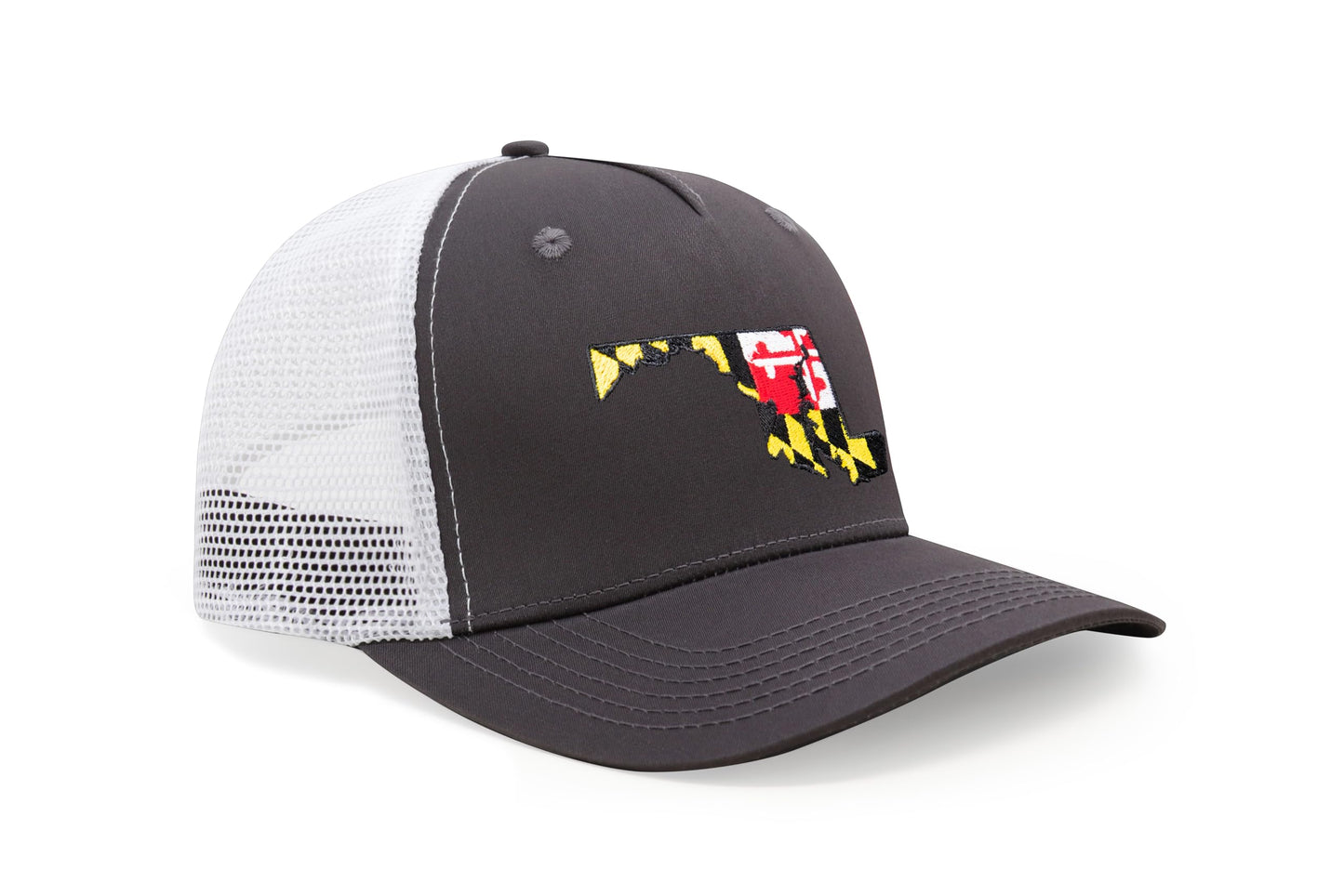 International Tie Stateline Flag Hat for Men and Women - Snapback Trucker Baseball Cap (Maryland, Grey White) - International Tie