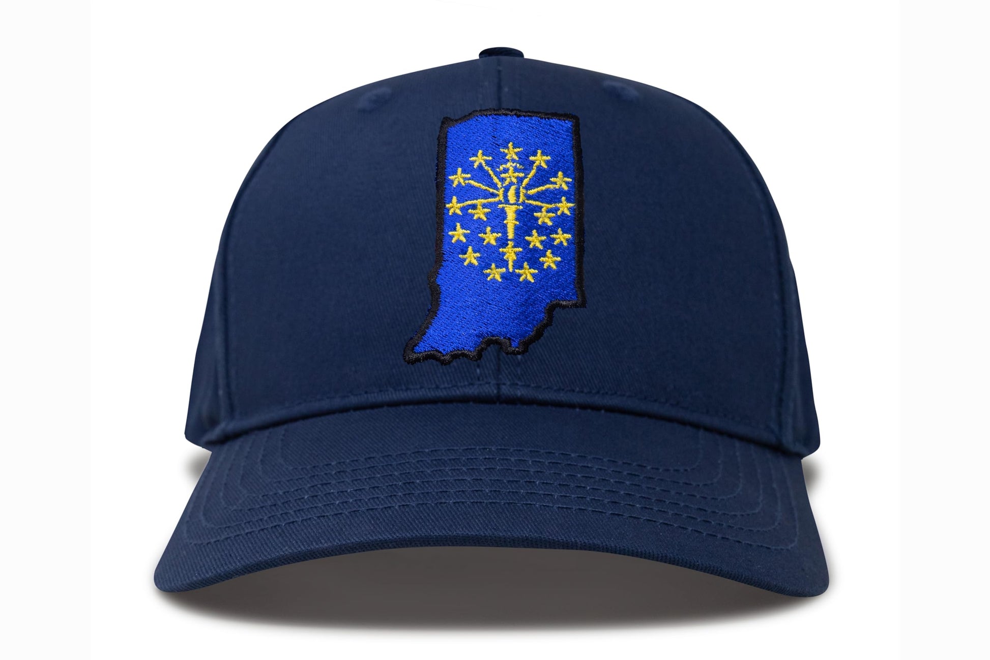 International Tie Stateline Flag Hat for Men and Women - Snapback Trucker Baseball Cap (Indiana, All Navy) - International Tie