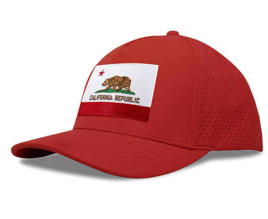 Performance Golf Hat – Adjustable Snapback Trucker Baseball Cap for Men & Women - Jetset Series (California, Red Rosso)