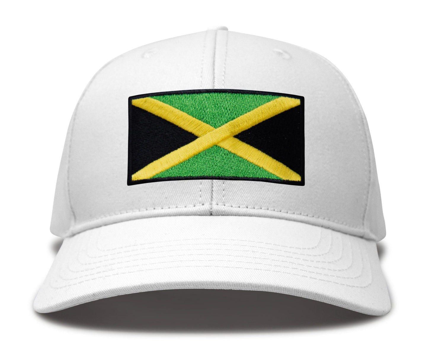 International Tie Jamaican Flag Hat for Men and Women - Jamaica Snapback Trucker Baseball Cap (All White)