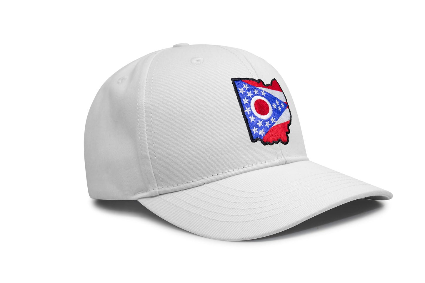 International Tie Stateline Flag Hat for Men and Women - Snapback Trucker Baseball Cap (Ohio, All White) - International Tie