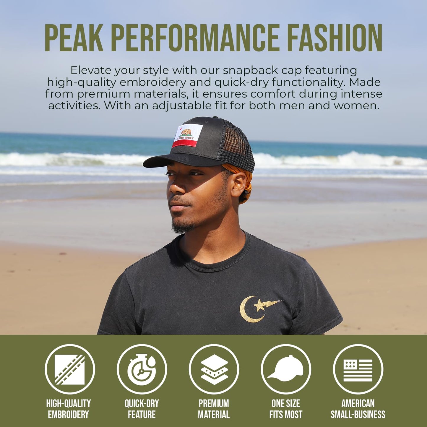 Iowa Flag Hat for Men and Women – Adjustable Snapback Trucker Baseball Cap by International Tie (All Black)