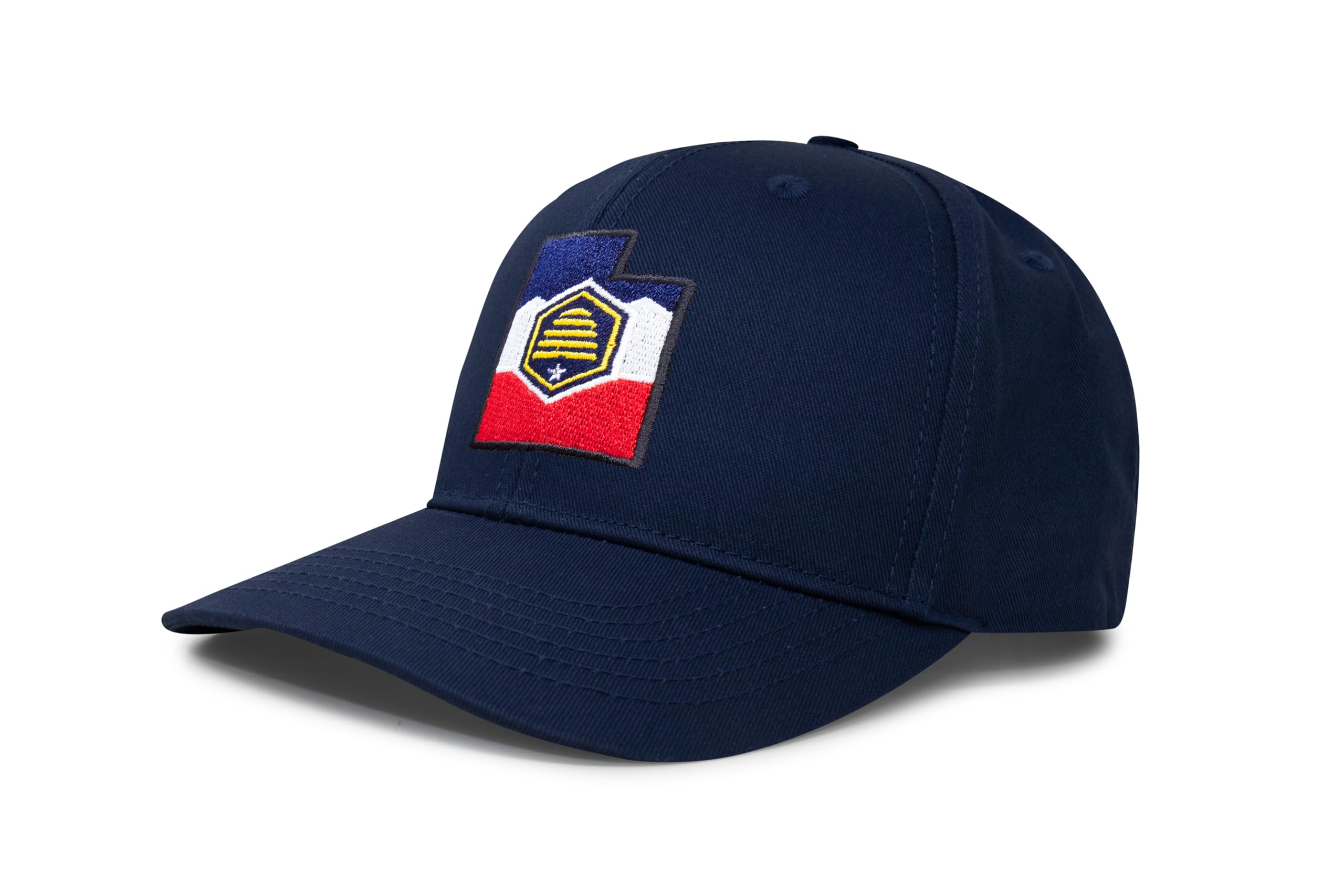 International Tie Stateline Flag Hat for Men and Women - Snapback Trucker Baseball Cap (Utah, All Navy)