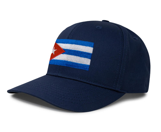 International Tie Country Hat for Men and Women, Adjustable Snapback Trucker Baseball Cap with Embroidered Patch (Cuba, All Navy) - International Tie