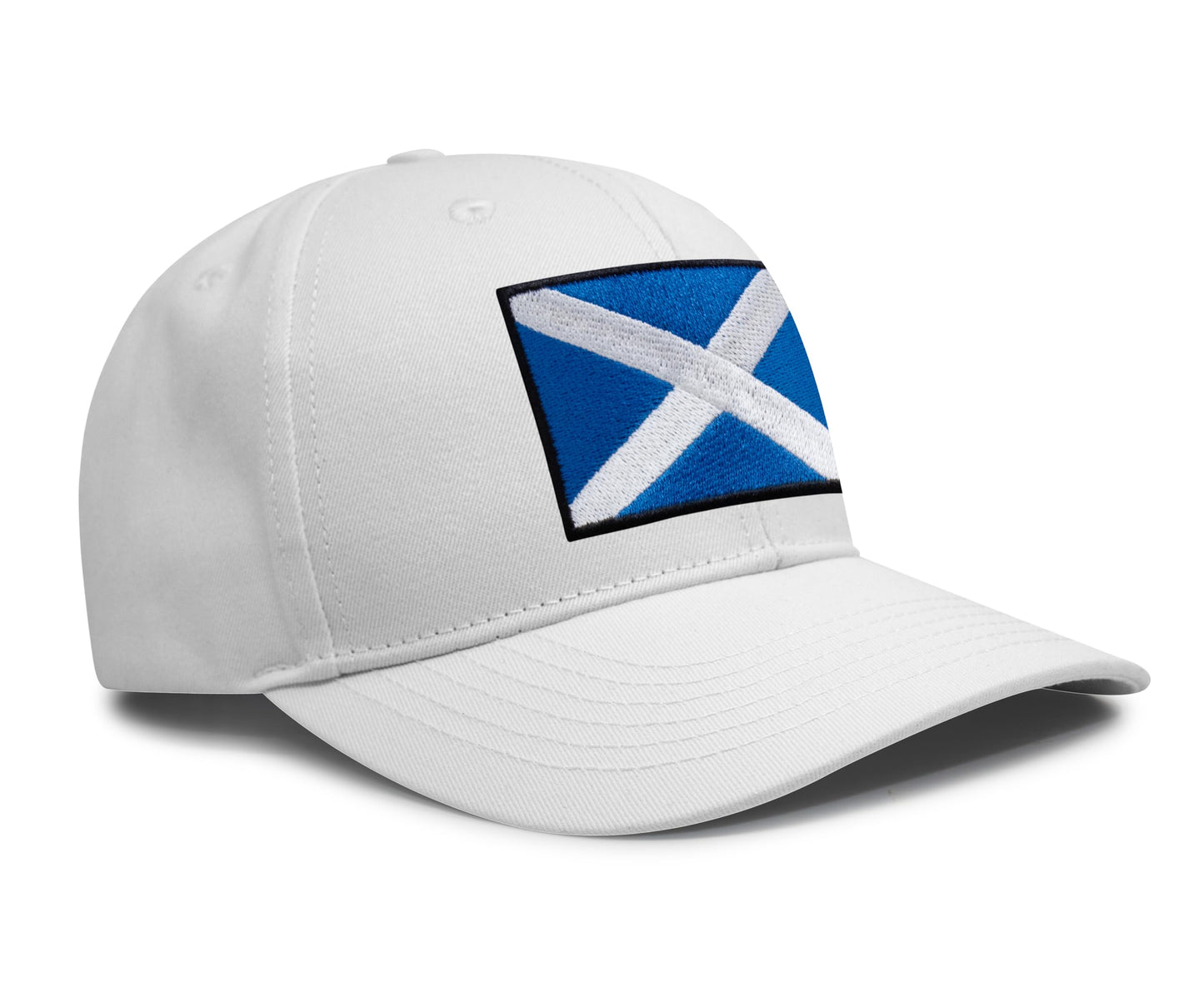 Scottish Flag Hat for Men and Women – Snapback Trucker Baseball Cap by International Tie (All White)
