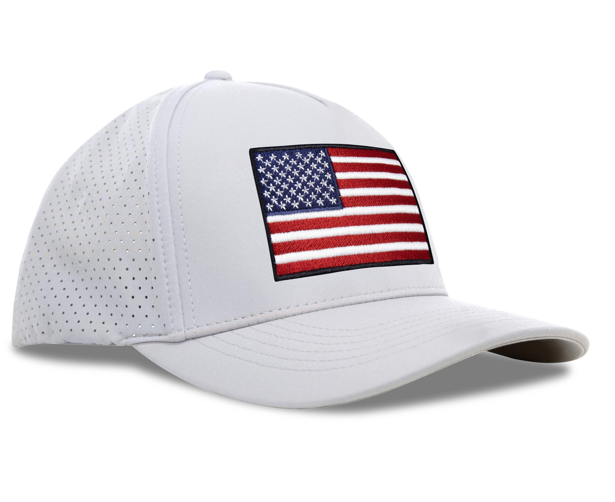 Performance Golf Hat – Adjustable Snapback Trucker Baseball Cap for Men & Women - Jetset Series (USA, Arctic White)