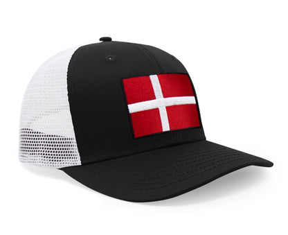 Denmark Flag Hat for Men and Women – Adjustable Snapback Baseball Cap by International Tie (Black White)