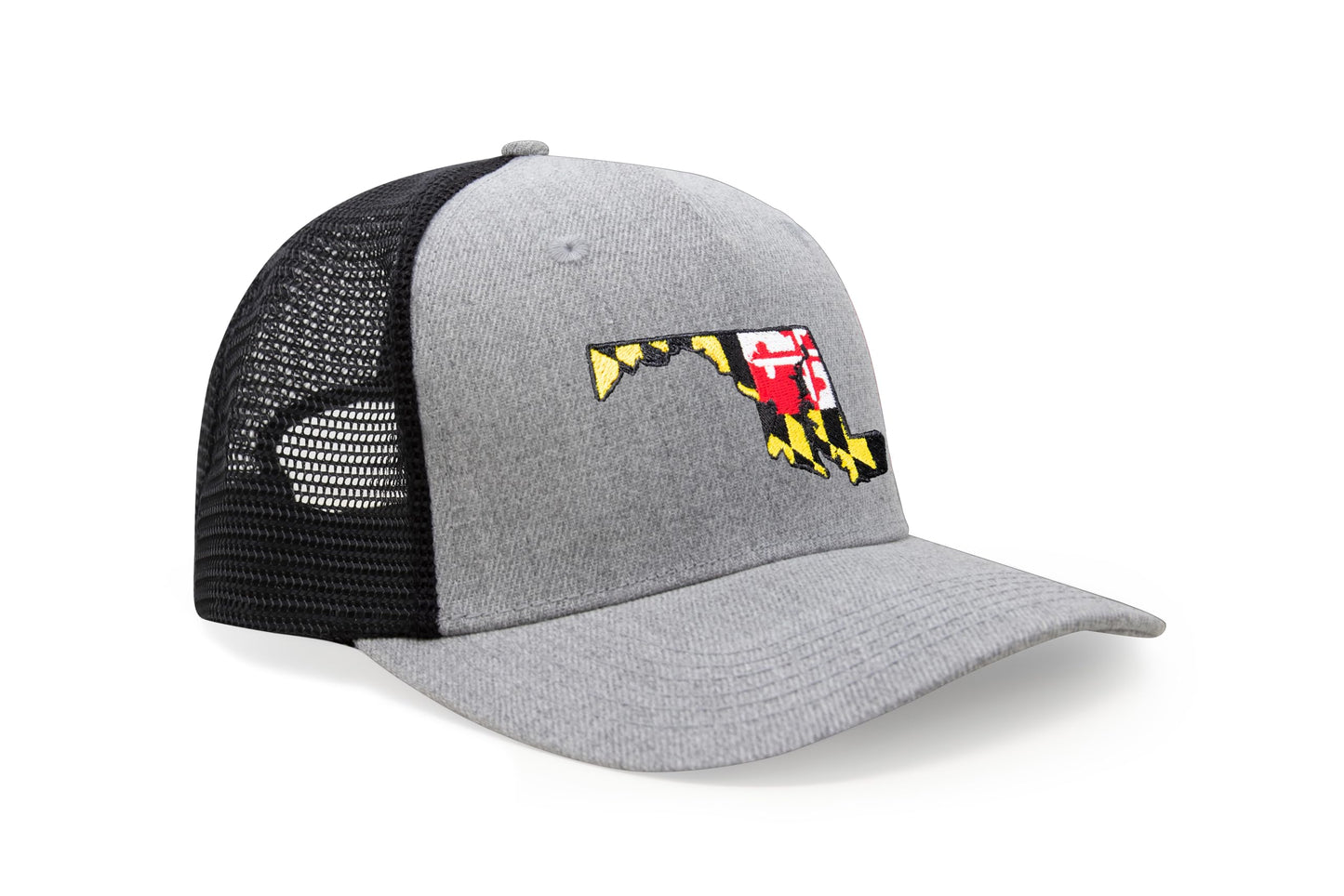 International Tie Stateline Flag Hat for Men and Women - Snapback Trucker Baseball Cap (Maryland, Grey Black) - International Tie