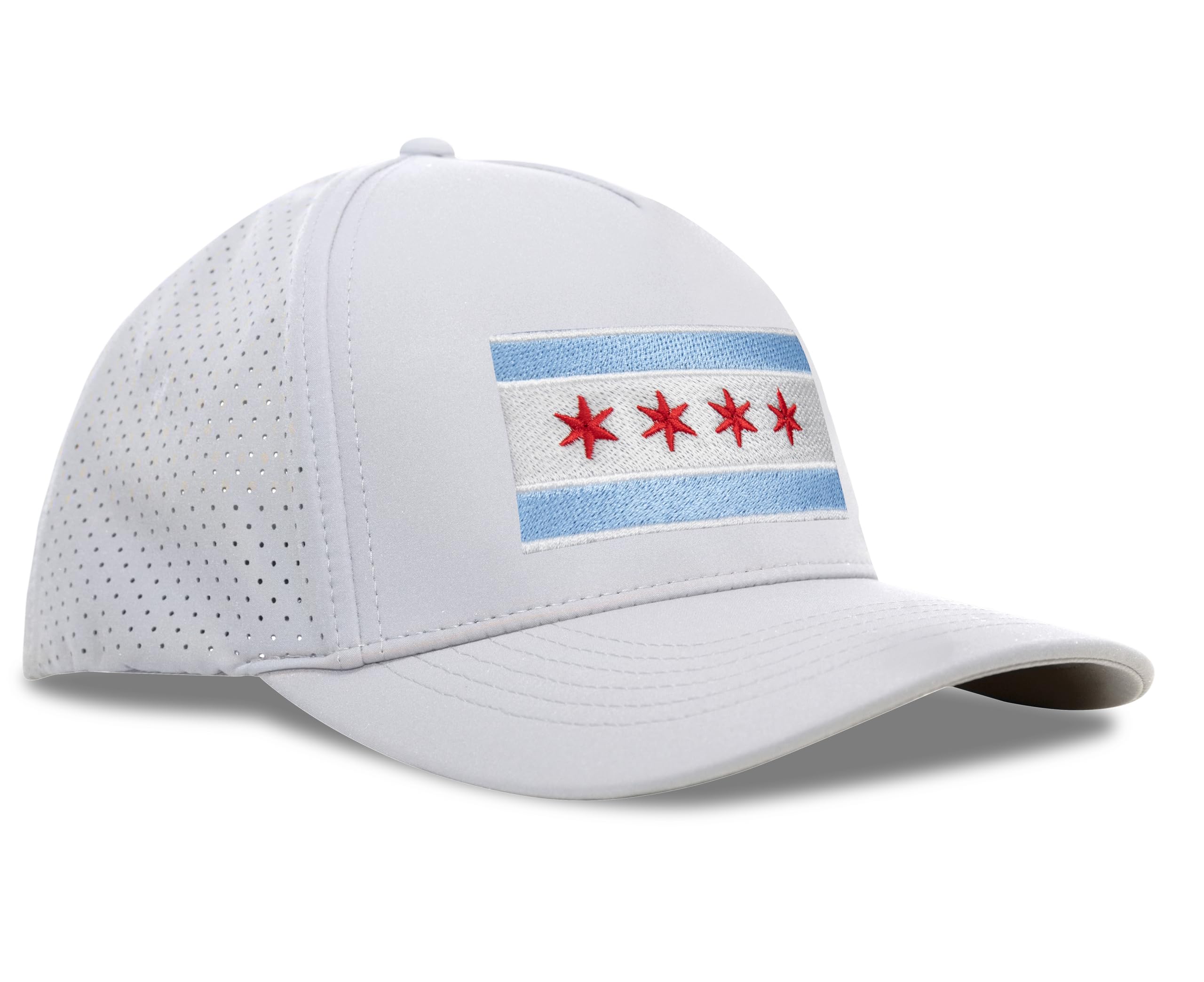 Performance Golf Hat – Adjustable Snapback Trucker Baseball Cap for Men & Women - Jetset Series (Chicago, Arctic White)