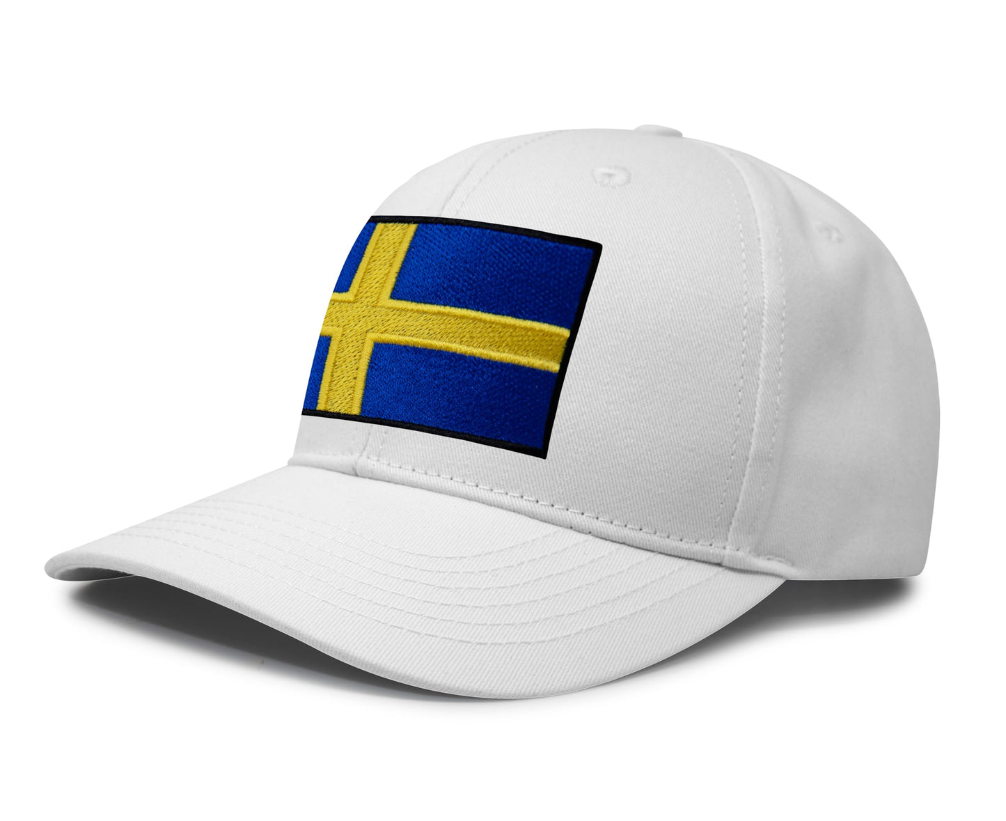 International Tie Swedish Flag Hat for Men and Women - Sweden Snapback Trucker Baseball Cap (All White)
