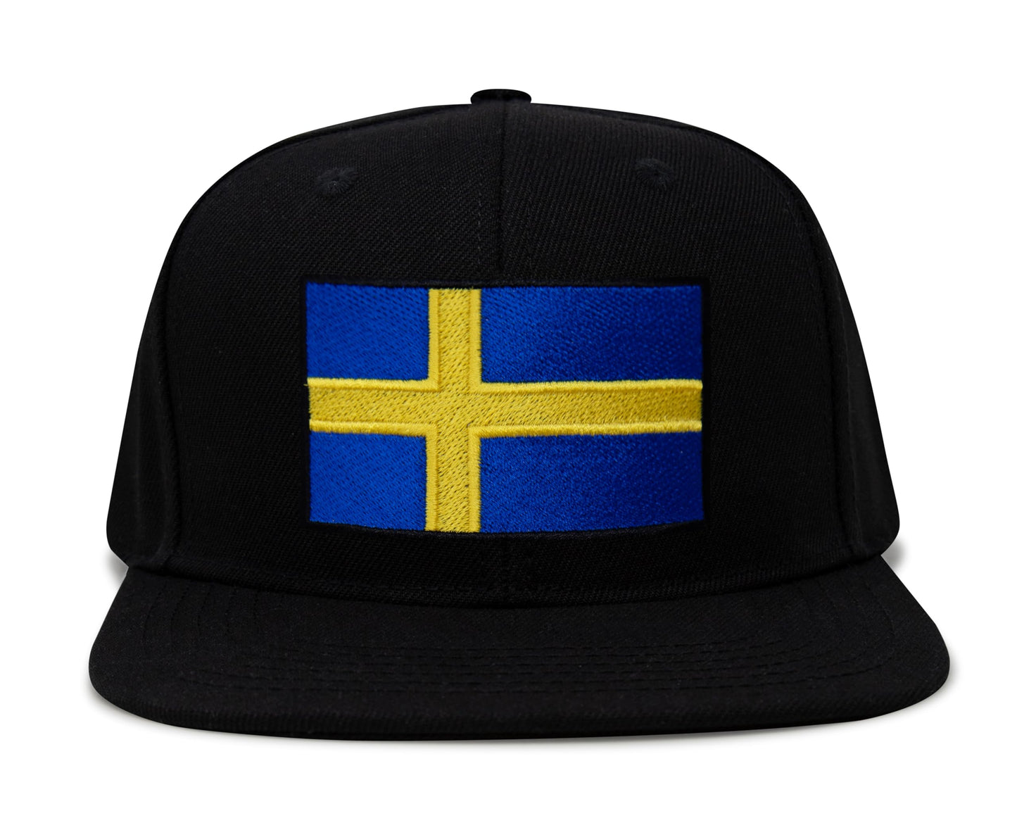 International Tie Swedish Flag Hat for Men and Women - Sweden Snapback Trucker Baseball Cap (Black Flatbill)