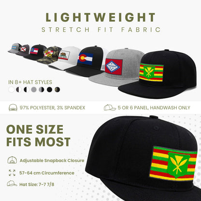 International Tie Kanaka Maoli Hat for Men and Women - Snapback Trucker Baseball Cap (Black Flatbill)