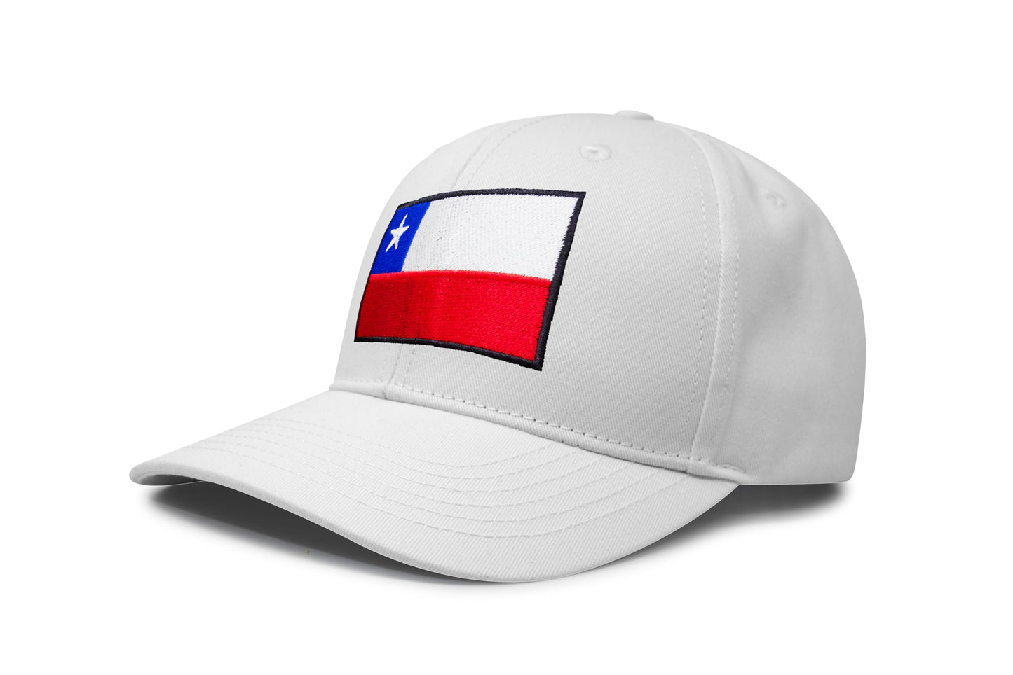 International Tie Country Hat for Men and Women, Adjustable Snapback Trucker Baseball Cap with Embroidered Patch (Chile, All White)