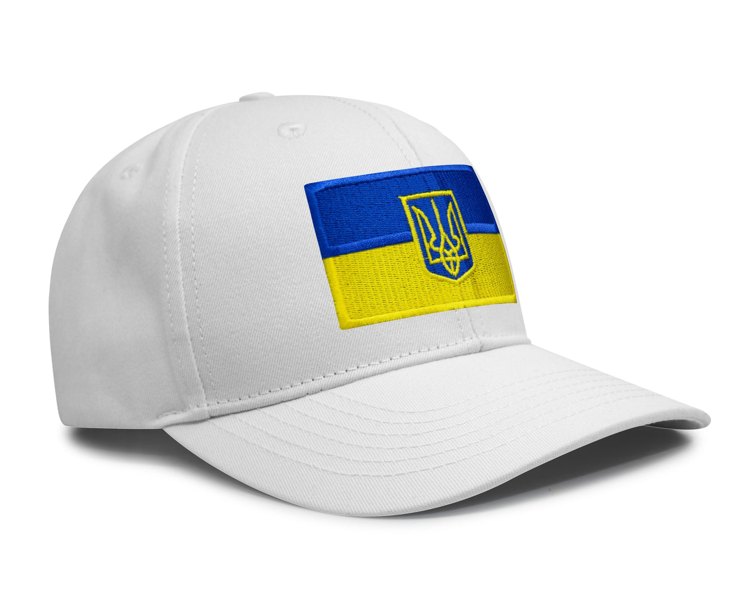 International Tie Country Hat for Men and Women, Adjustable Snapback Trucker Baseball Cap with Embroidered Patch (Ukraine, All White)