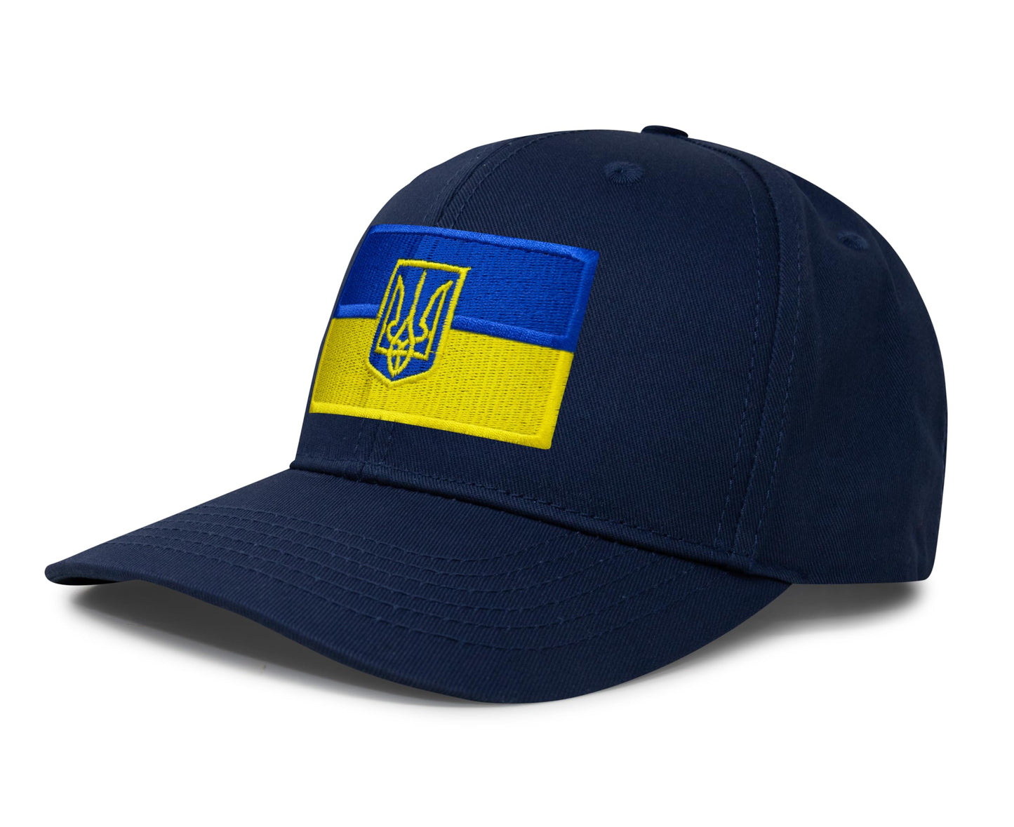 International Tie Country Hat for Men and Women, Adjustable Snapback Trucker Baseball Cap with Embroidered Patch (Ukraine, All Navy)