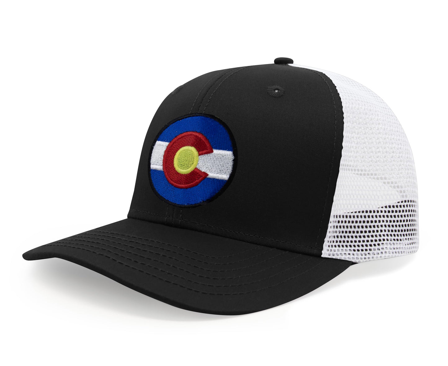 International Tie Stateline Flag Hat for Men and Women - Snapback Trucker Baseball Cap (Colorado, Black White)
