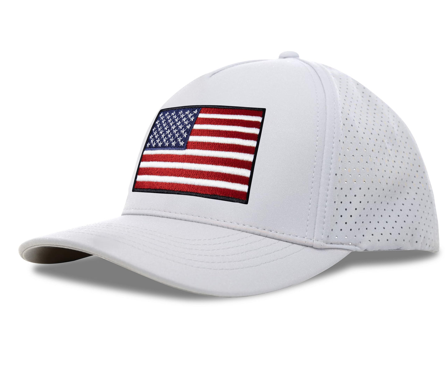 Performance Golf Hat – Adjustable Snapback Trucker Baseball Cap for Men & Women - Jetset Series (USA, Arctic White)