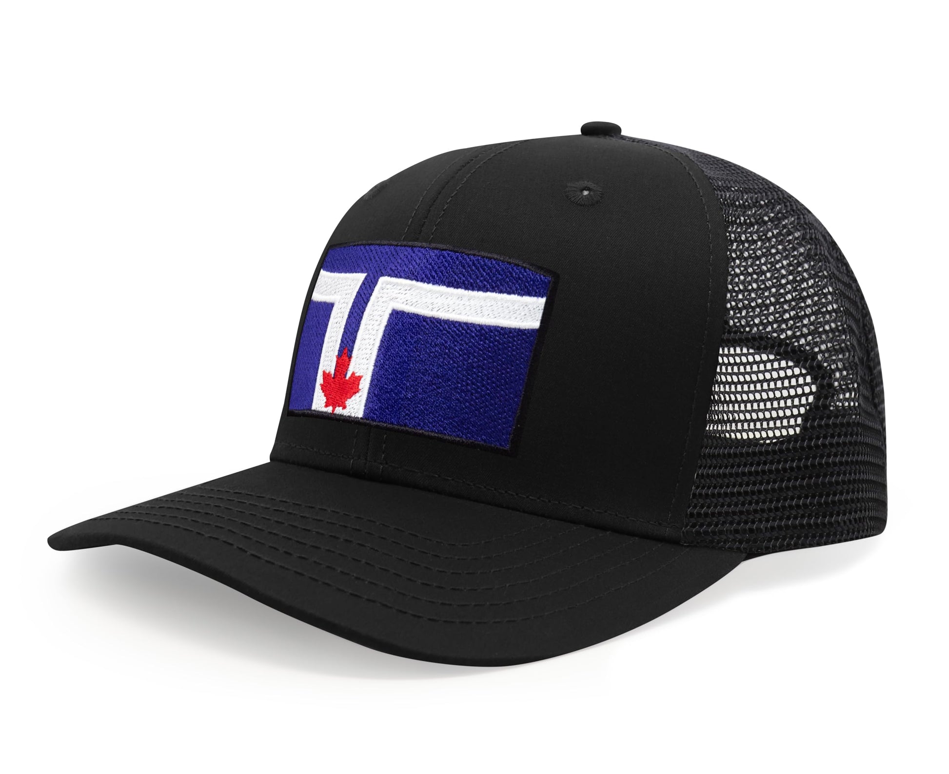 International Tie City Hat for Men and Women, Adjustable Snapback Trucker Baseball Cap with Embroidered Patch (Toronto, All Black) - International Tie