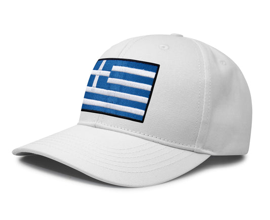 Greece Flag Hat for Men and Women – Snapback Trucker Baseball Cap by International Tie (All White)