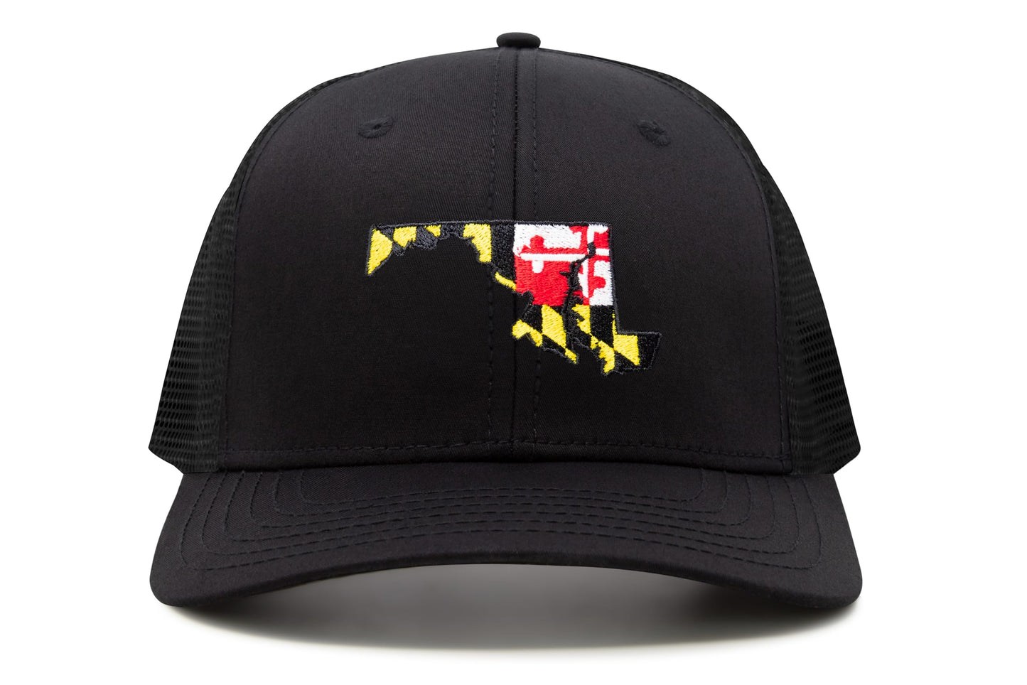 International Tie Stateline Flag Hat for Men and Women - Snapback Trucker Baseball Cap (Maryland, All Black) - International Tie
