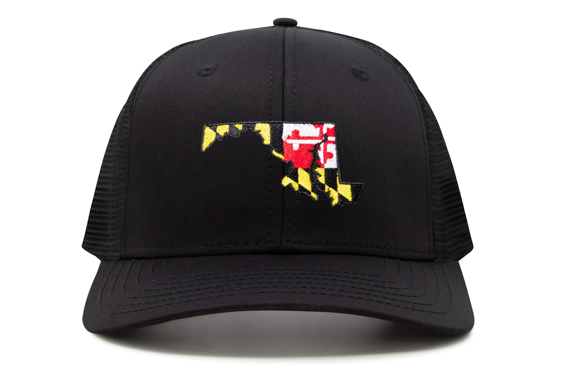 International Tie Stateline Flag Hat for Men and Women - Snapback Trucker Baseball Cap (Maryland, All Black) - International Tie