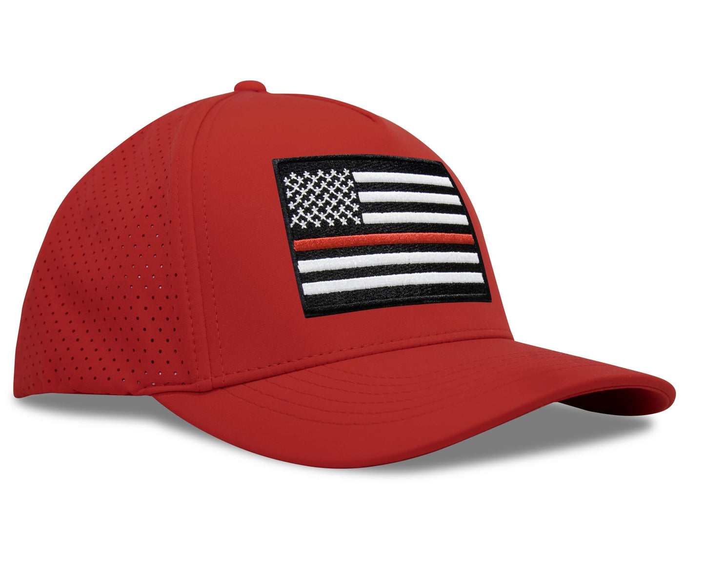 Performance Golf Hat – Adjustable Snapback Trucker Baseball Cap for Men & Women - Jetset Series (Thin Red Line, Red Rosso)