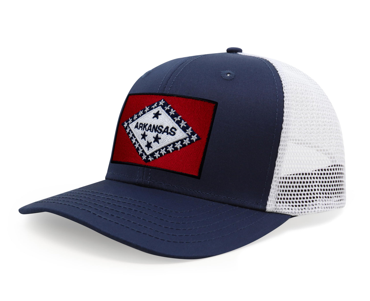 Arkansas Flag Hat for Men and Women – Snapback Trucker Baseball Cap by International Tie (Navy White)