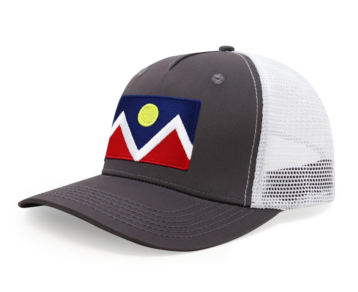 Premium Denver Colorado Flag Hat for Men and Women - Snapback Trucker Baseball Cap (Grey/White)