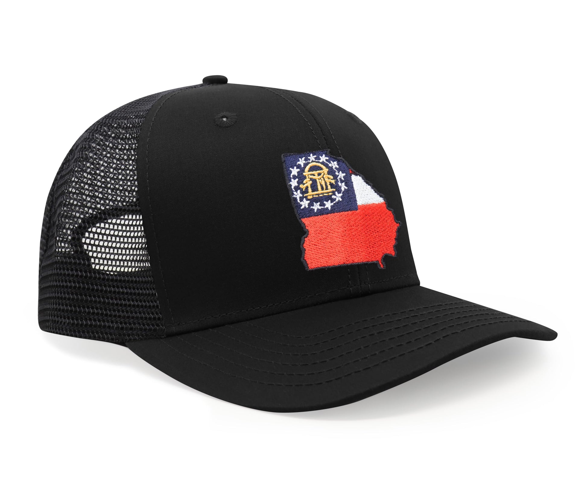 International Tie Stateline Flag Hat for Men and Women - Snapback Trucker Baseball Cap (Georgia, All Black) - International Tie