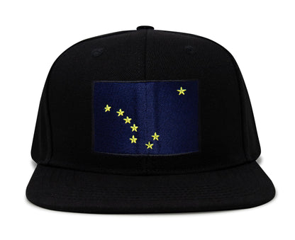 International Tie Premium Alaska Flag Hat for Men and Women - Snapback Trucker Baseball Cap (Black Flatbill)