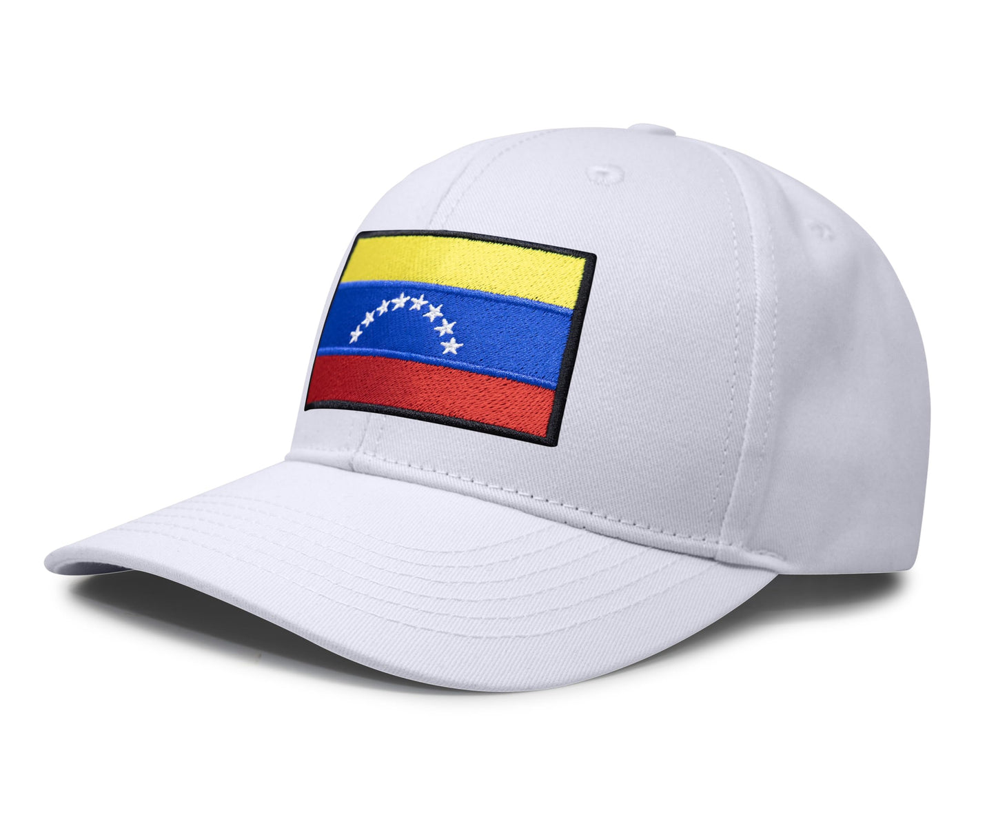 International Tie Country Hat for Men and Women, Adjustable Snapback Trucker Baseball Cap with Embroidered Patch (Venezuela, All White) - International Tie