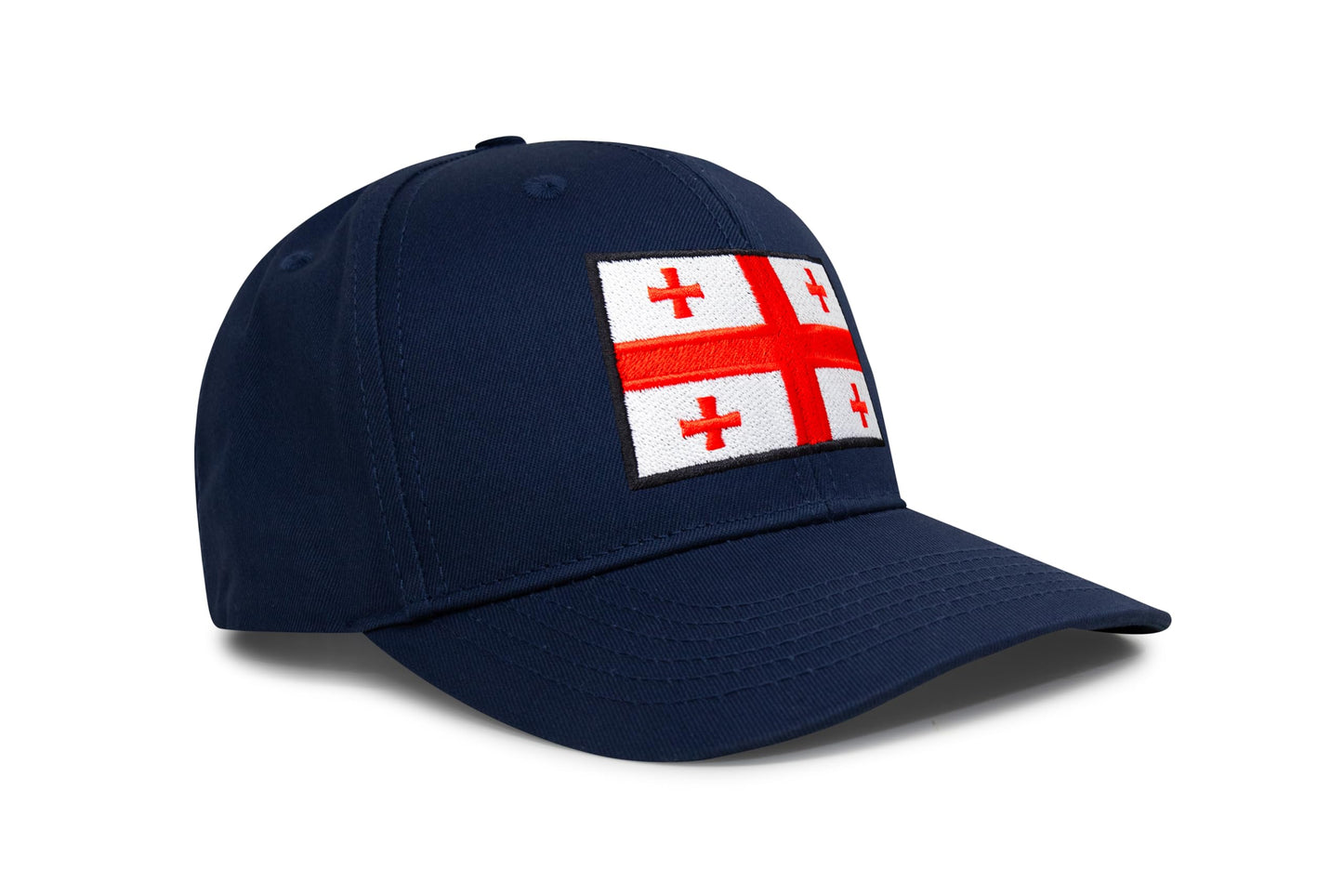 International Tie Country Hat for Men and Women, Adjustable Snapback Trucker Baseball Cap with Embroidered Patch (Georgia, All Navy)