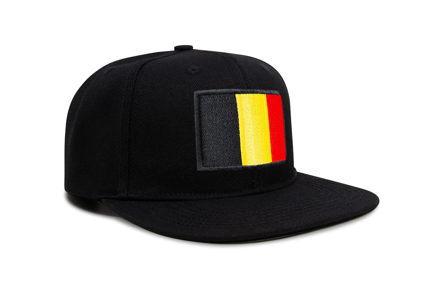 International Tie Country Hat for Men and Women, Adjustable Snapback Trucker Baseball Cap with Embroidered Patch (Belgium, Black Flatbill) - International Tie