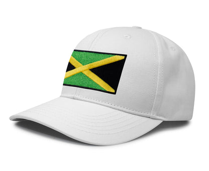 International Tie Jamaican Flag Hat for Men and Women - Jamaica Snapback Trucker Baseball Cap (All White)