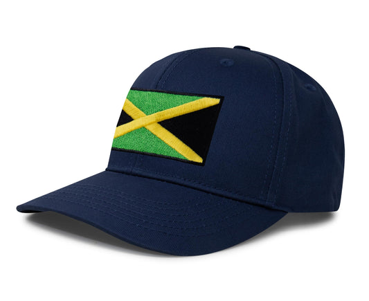 International Tie Jamaican Flag Hat for Men and Women - Jamaica Snapback Trucker Baseball Cap (All Navy)