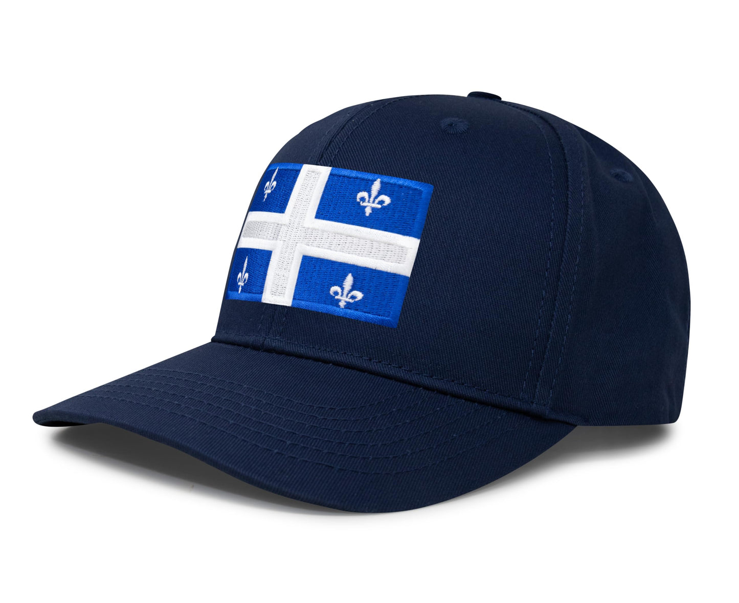 International Tie State Hat for Men and Women, Adjustable Snapback Trucker Baseball Cap with Embroidered Patch (Quebec, All Navy)