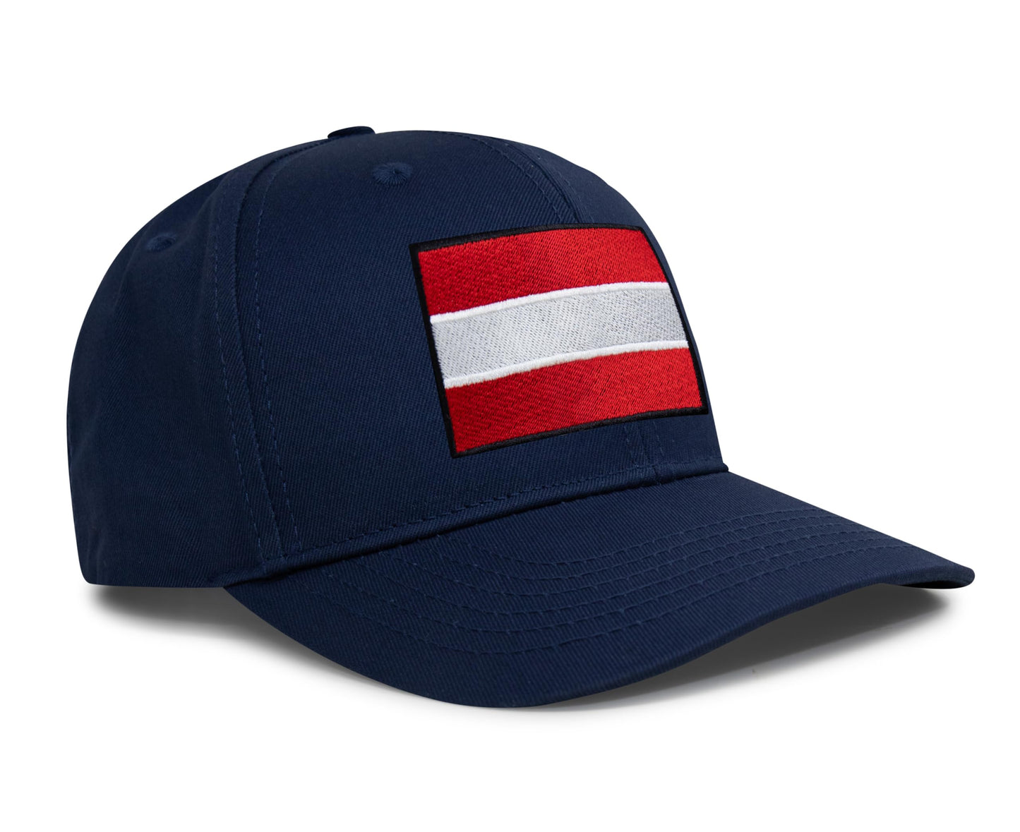 International Tie Country Hat for Men and Women, Adjustable Snapback Trucker Baseball Cap with Embroidered Patch (Austria, All Navy)
