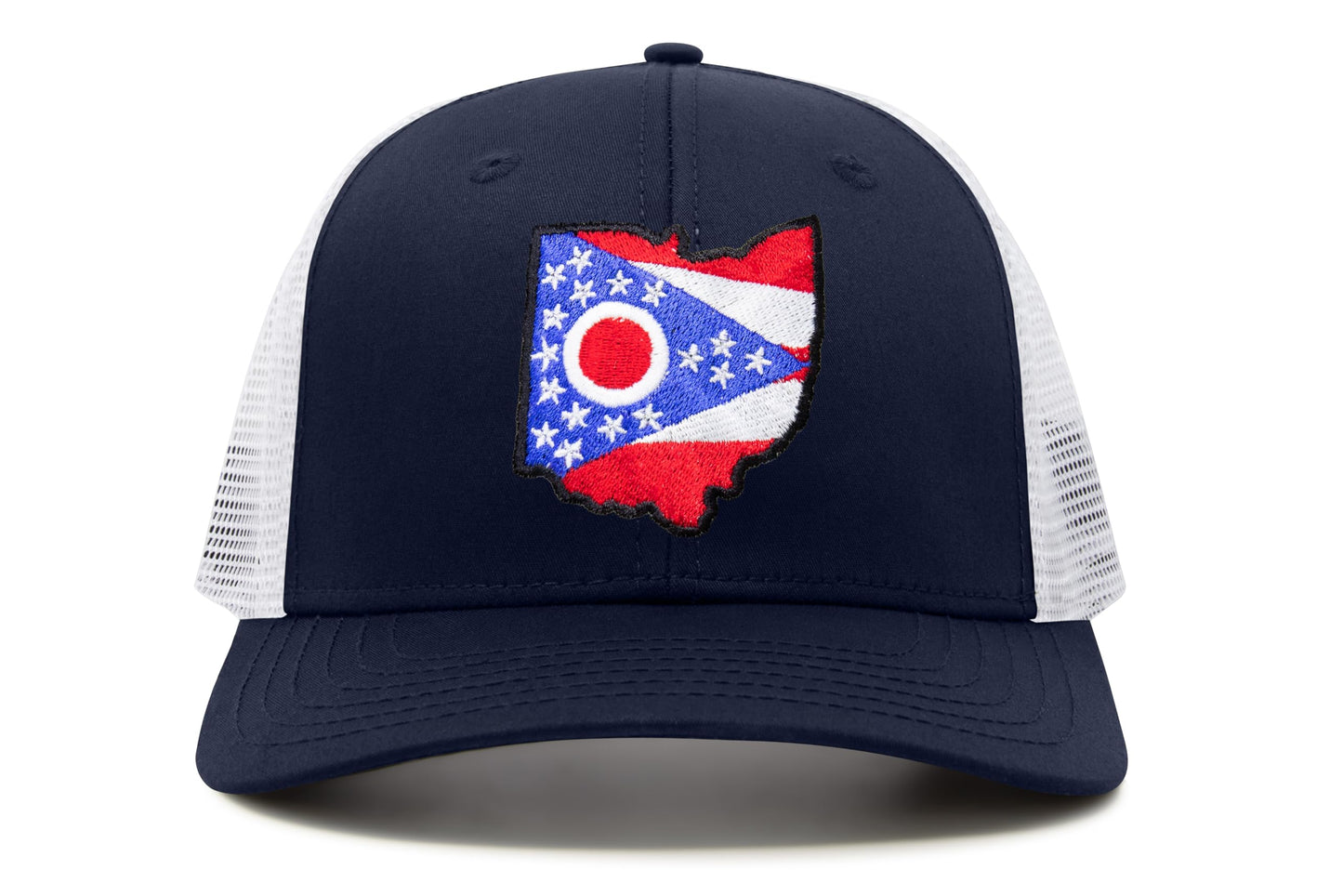 International Tie Stateline Flag Hat for Men and Women - Snapback Trucker Baseball Cap (Ohio, Navy White) - International Tie