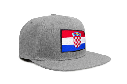 International Tie Country Hat for Men and Women, Adjustable Snapback Trucker Baseball Cap with Embroidered Patch (Croatia, Grey Flatbill)