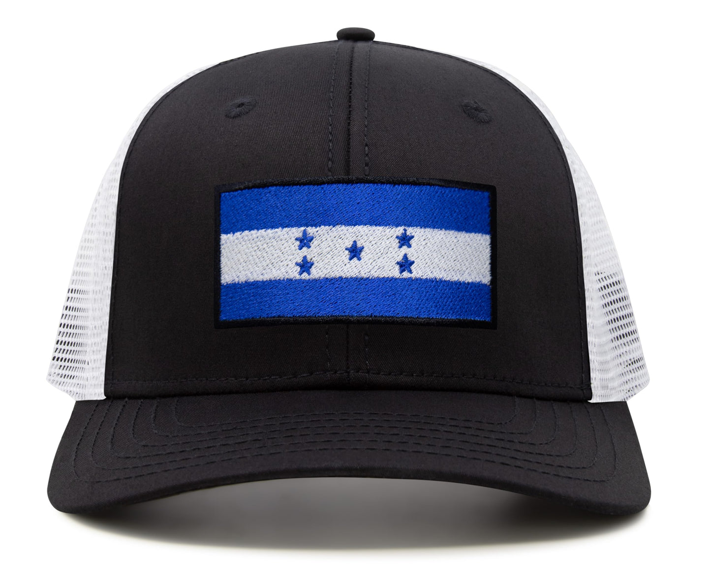 International Tie Honduras Flag Hat for Men and Women - Adjustable Snapback Trucker Baseball Cap (Black White)