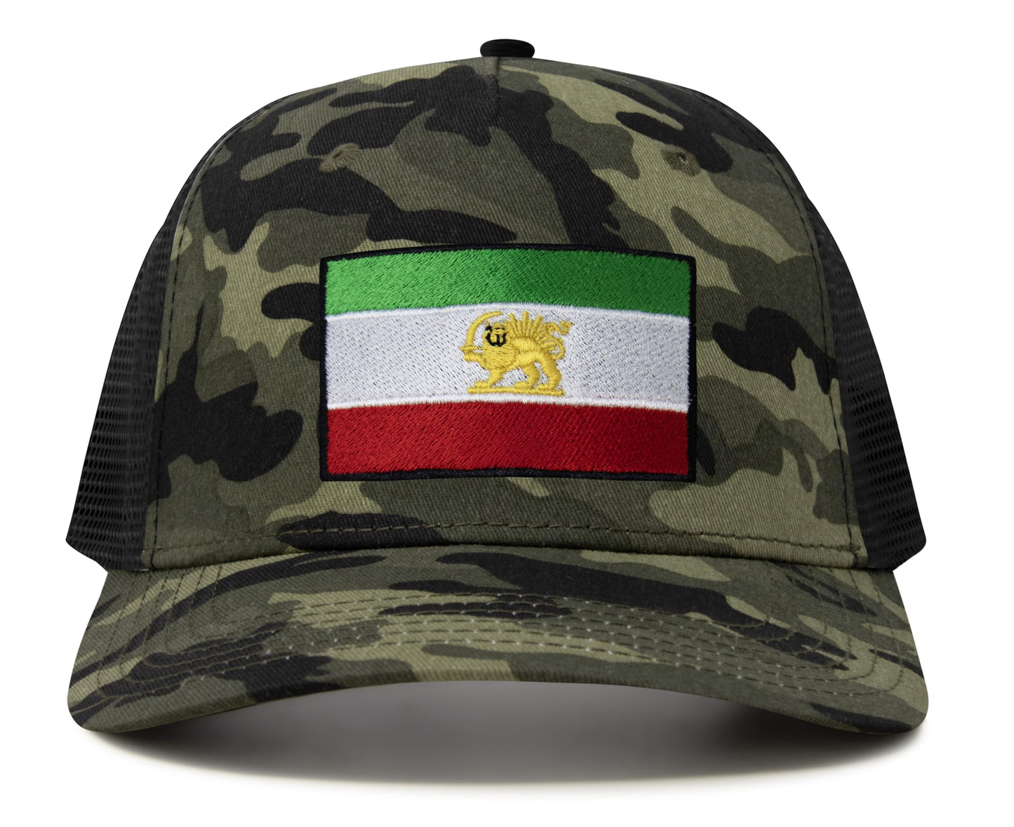 International Tie Country Flag Hat for Men and Women - Snapback Trucker Baseball Cap (Iran, Camouflage)