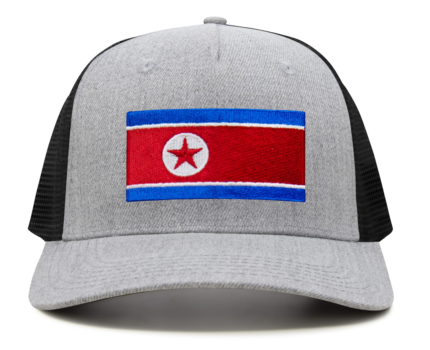International Tie North Korea Flag Hat for Men and Women - Adjustable Snapback Trucker Baseball Cap (Grey Black)