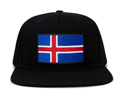 International Tie Iceland Flag Hat for Men and Women - Adjustable Snapback Trucker Baseball Cap (Black Flatbill)