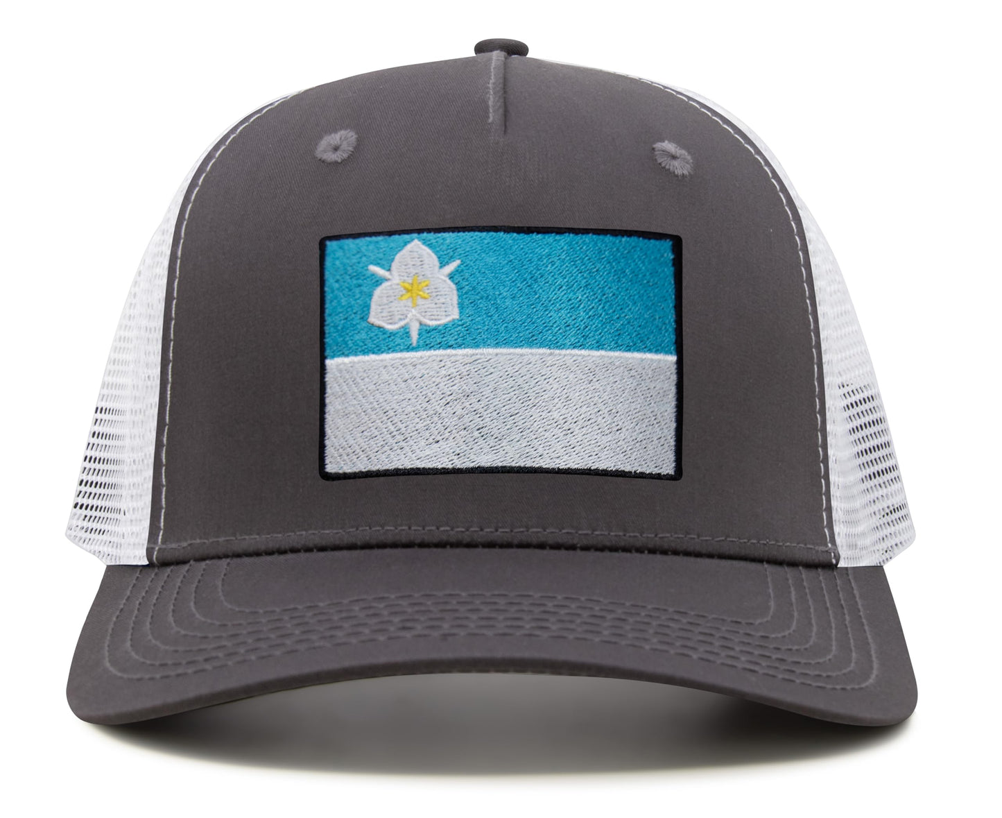 International Tie City Hat for Men and Women, Adjustable Snapback Trucker Baseball Cap with Embroidered Patch (Salt Lake City, Grey White)