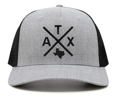 International Tie Austin ATX Trucker Hat for Men and Women – Snapback Baseball Cap (Grey/Black)