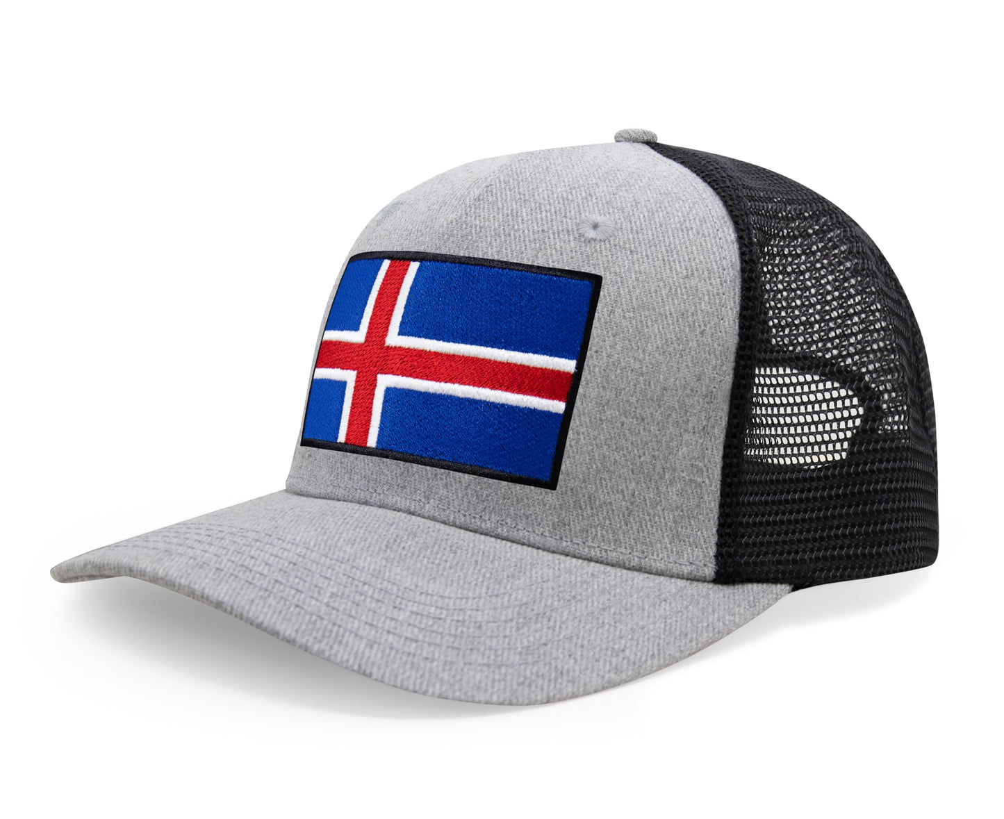 International Tie Iceland Flag Hat for Men and Women - Adjustable Snapback Trucker Baseball Cap (Grey Black)